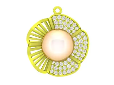 A4706 Luxury Diamond Pearl Pendant 3D print model