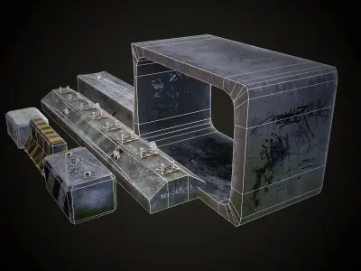 Concrete Blocks Pack Free low-poly 3D model