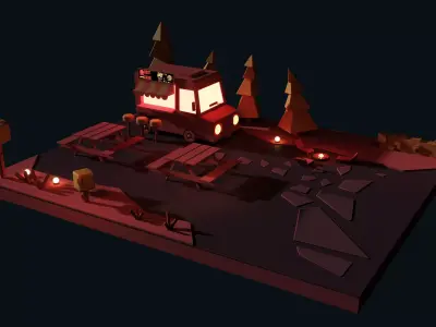 Low poly 3d modular location Set-03 3D model