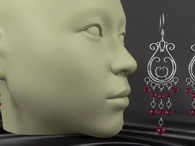 earrings 008 3D model purchase