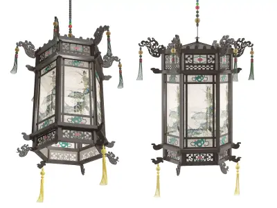 Chinese lanterns Low-poly 3D model