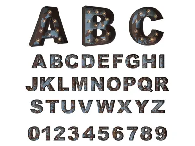 Vintage Rusty Marquee Letters 3D model