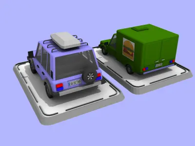 2 Cartoon Low Poly Cars - Set 01 Low-poly 3D model