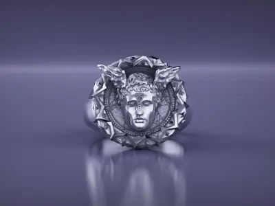Hermes Signet Ring Separated and Merged 3D PRINT CASTABALE  3D print model