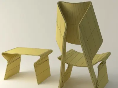 polywood blending Chair  Low-poly 3D model