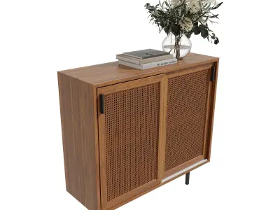 Homary Japandi Sideboard Storage Cabinet with Sliding Doors 3D model