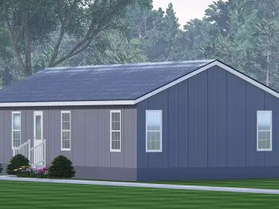 Barndominium Tiny House Exterior  Compact Barn Style Modern Home 3D model
