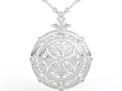 Luxury Round Diamond Statement Pendant 3D print model