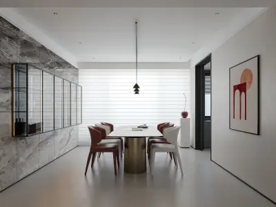 Modern Luxury Living and Dining Room Interior Scene 3D model