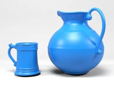 Medieval jug and glass 3D print model