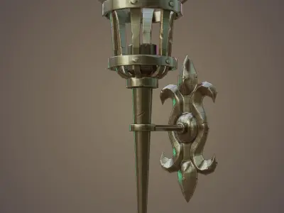 Medieval wall light Low-poly 3D model
