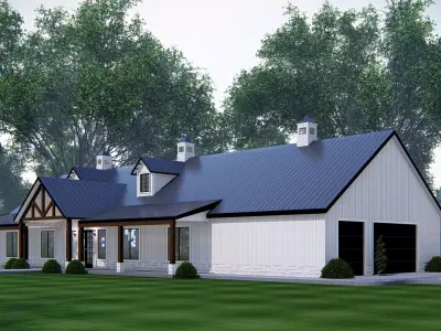 American Exterior House Design  Modern Country Home Architecture 3D model