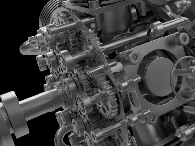 10-cylinder dual-row engine 3D print model