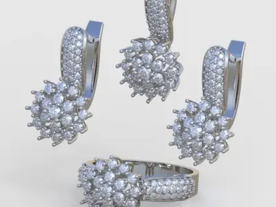 Ring  Earring and Pendant Set 3D printable model 0062 3D Model Pack