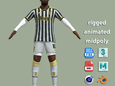 T-Pose Rigged Paul Pogba Juventus 3D model