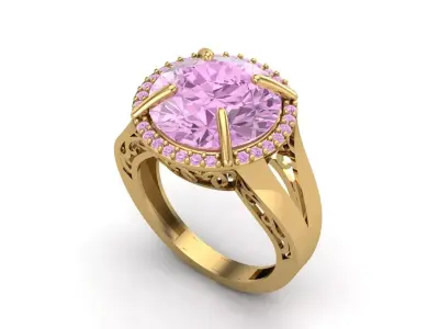 Womens Rings With Stone Ring Ready STL 3DM Models Rings women 3D print model 26