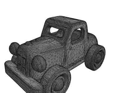 Vintage Wooden Toy Car Model Low-poly 3D model