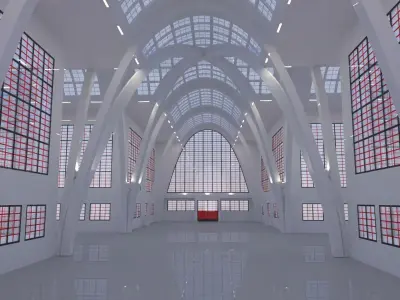 Industrial exhibition building 3D model