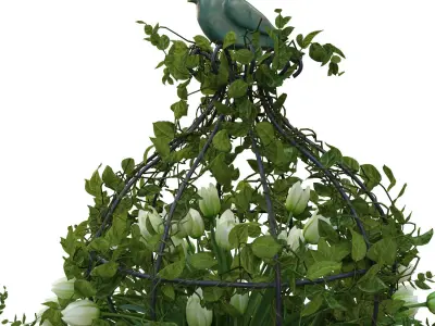 Vase with tulips and a wreath of tulips 06 3D model