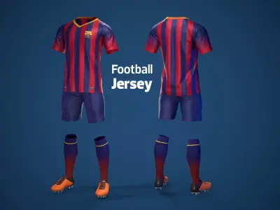 Football Jersey full outfit Barcelona Team  Low-poly 3D model