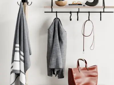 Hallway Floor Hanger Shelf Bench Pottery Barn Bag 3D model