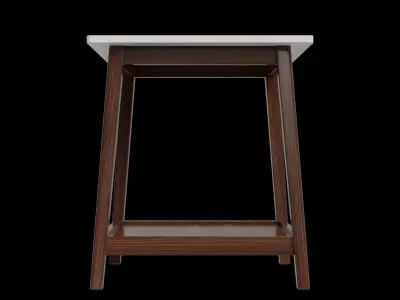 Walnut Finish With Faux Marble Top Solid Wood Leg Side Table 3D model