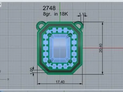 Emerald Halo Pendant 2748 3D print model