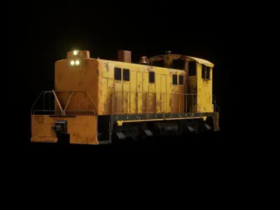 Locomotive old train engine Low-poly 3D model