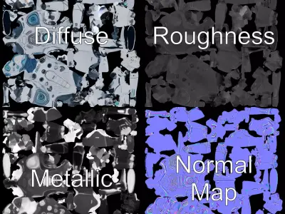 Futuristic Silver Robot model pack Low-poly 3D model