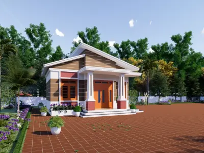 village house design in pakistan 3D model