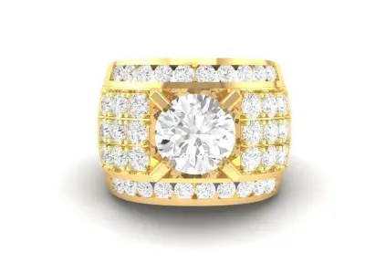 Luxury Wide Diamond Statement Ring for Men 149 3D print model