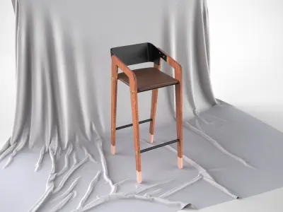 Mid-Century Modern Design Bar Stool Scandinavian Design 3D model