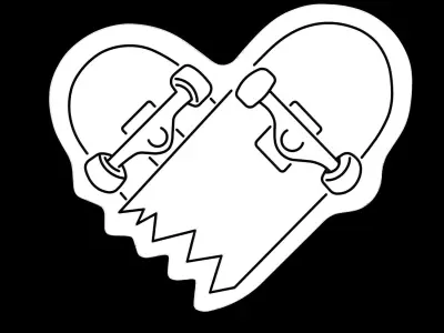 Heart Skateboard Neon Sign 3D model