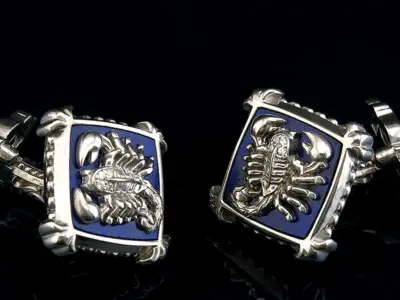 Zodiac signs Cufflinks Scorpion 3D print model
