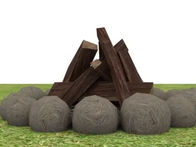 Campfire how to build fire pit Free low-poly 3D model