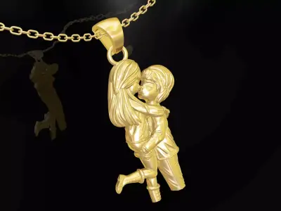 HUG Pendant jewelry Gold 3D print model