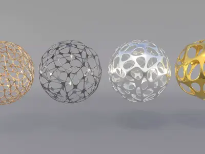 four metallic ornaments 3D model