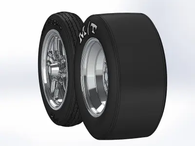 Set of wheels Billet Comp 7 for scale model dragster 3D print model