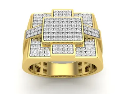 AV 629 Diamond Mens Flashy Micro Pave Hip Hop Ring 3D print model