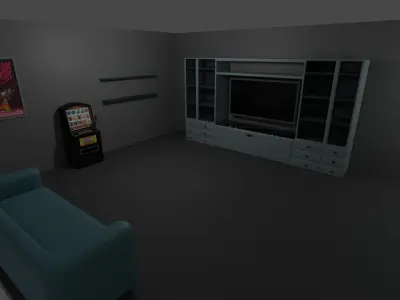 desk gaming room complete 3D model