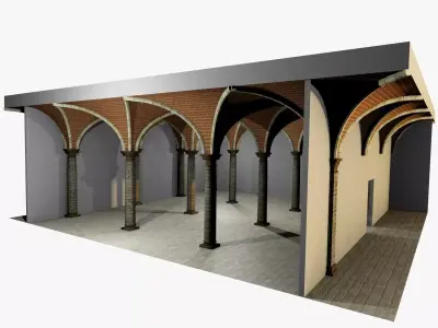 Vaulting 3-3    Romanic   750cm spaced   with thick curbs Low-poly 3D model