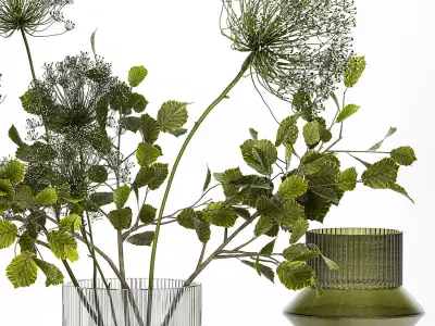 Bouquet Of Flowers With Blueberry And Lime Lemonad 3D model