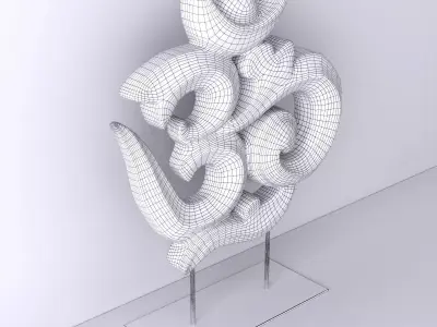 Antique Wooden Yellow and Green Om Symbol 3D model