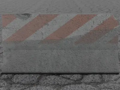 Concrete Road Barrier Destroyed 3D model