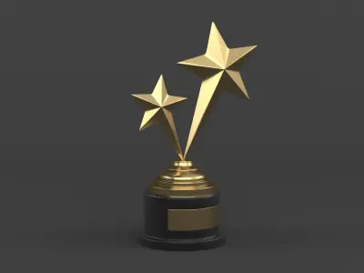Gold Trophy Cups 3D model 13