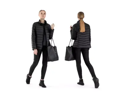 Blond woman walking 57  Low-poly 3D model