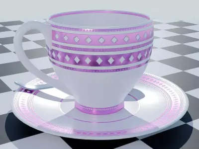 Luxury Tea Cup Collection Prestige Pattern and Symbols Sets Low-poly 3D model