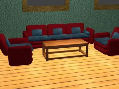 Sofa and table set 3D Model Free 3D model