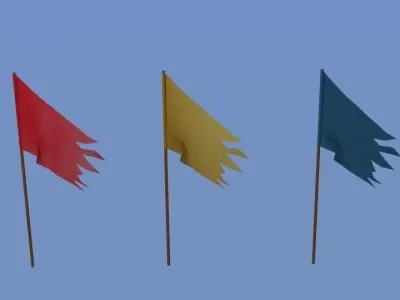 Old flags Free low-poly 3D model