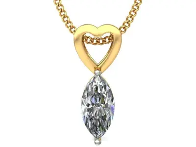 Women Marquise Stone Pendant 3dm STL OBJ FBX Renders Details 3D print model